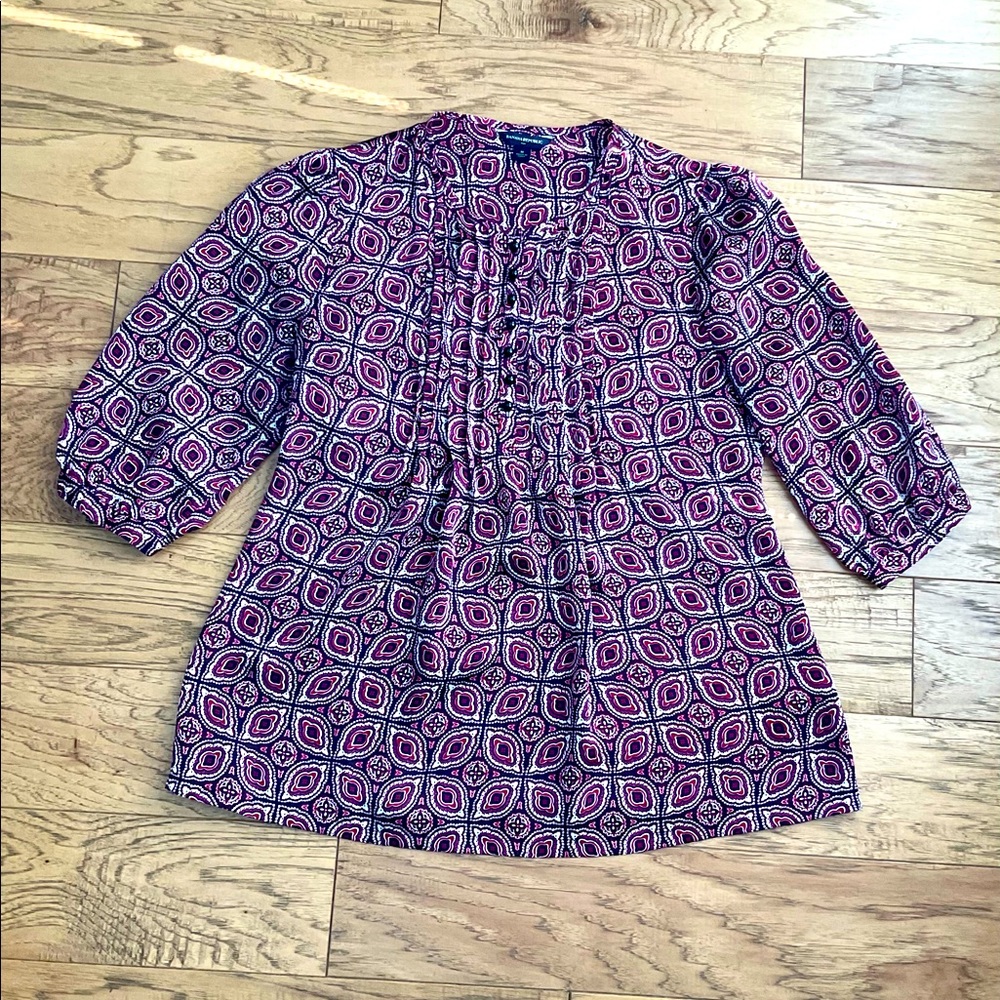 Banana Republic Print Blouse Fuchsia